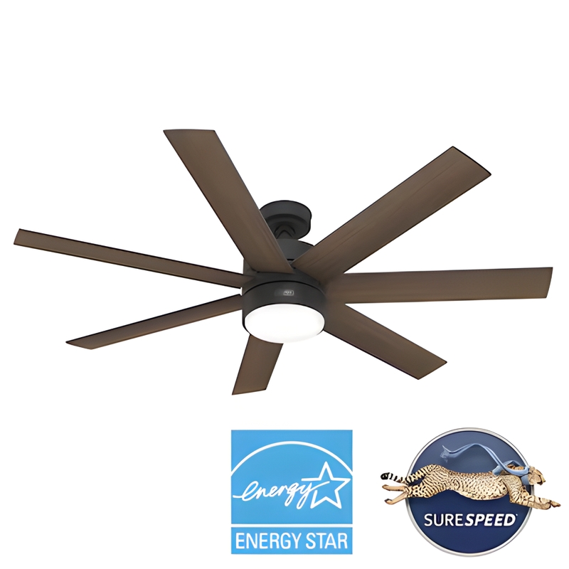 Ventilador de Techo Kamshaw Negro Mate ENERGY STAR® | 60ʺ  Aspas Arce Tostado / Negro Mate Exterior Hunter