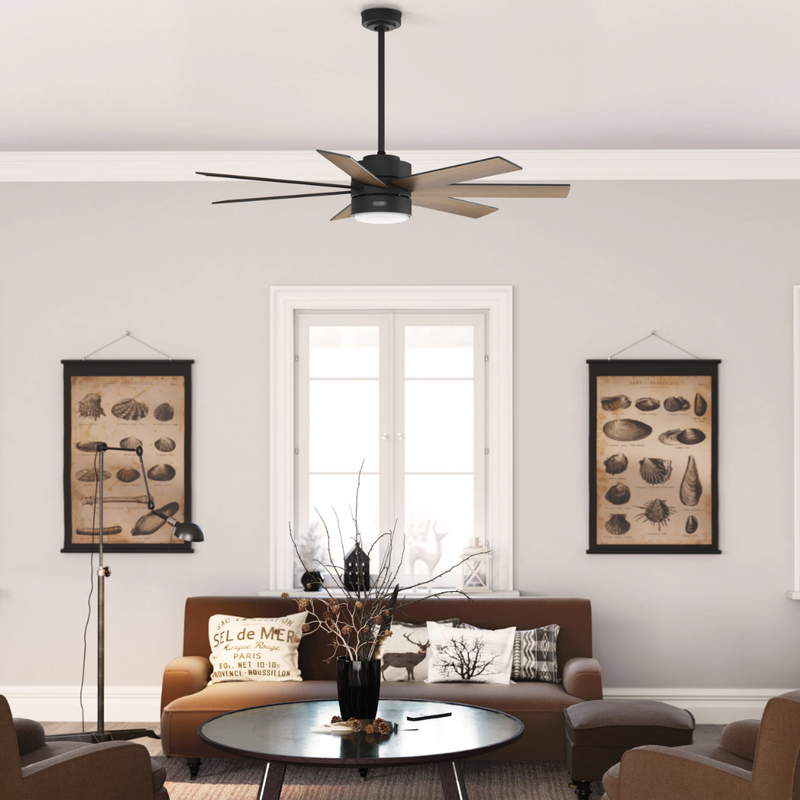 Ventilador de Techo Kamshaw Negro Mate ENERGY STAR® | 60ʺ  Aspas Arce Tostado / Negro Mate Exterior Hunter