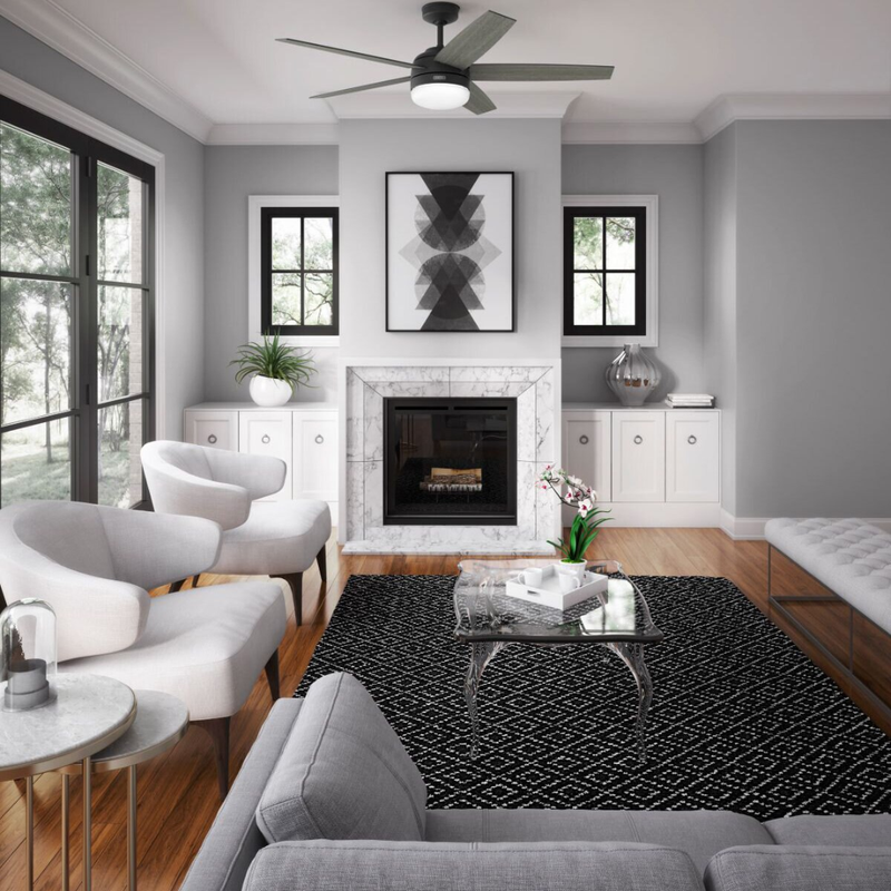 Ventilador de Techo Orchestra Negro Mate 60" Interior Hunter