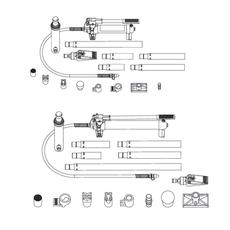 Equipo hidraulico portatil con kit de enderezado con capacidad de 10 ton (con estuche plastico)